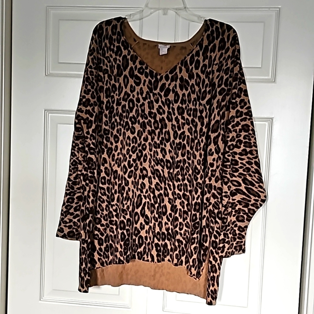 Chico's Leopard Print Top - Brown and Black